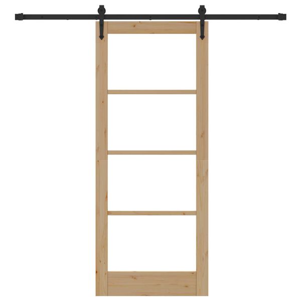 vidaXL Skyded&oslash;r Naturlig og sort 83 x 202 cm Massivt fyrretr&aelig; og glas