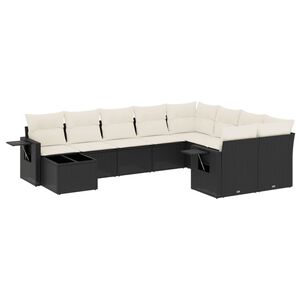 vidaXL sofas&aelig;t til haven 10 dele med hynder polyrattan sort