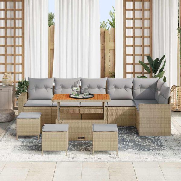 vidaXL Havesofa Sæt 10 pcs Beige polyrattan