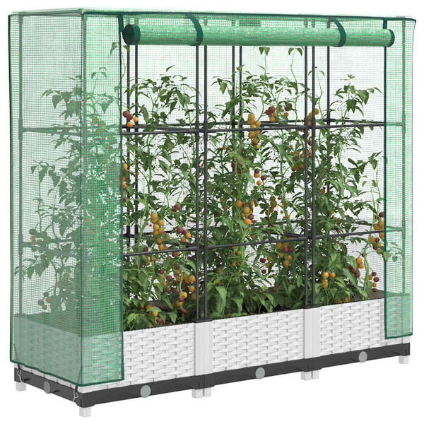 vidaXL h&oslash;jbed med drivhusovertr&aelig;k 120x40x123 cm rattan-look