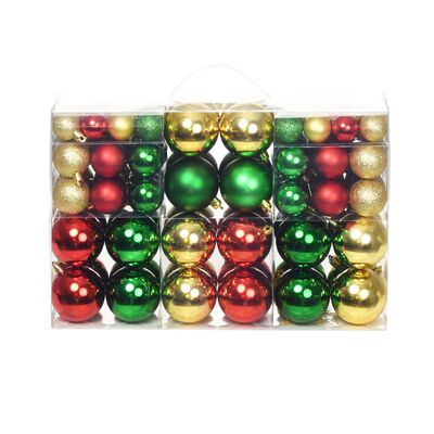 Julekugler 100 stk. rød/guldfarvet/grøn