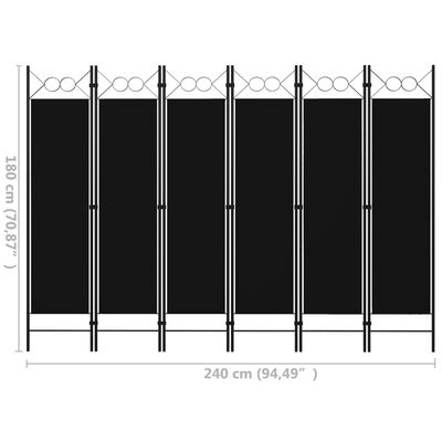 vidaXL 6-panels rumdeler 240x180 cm sort