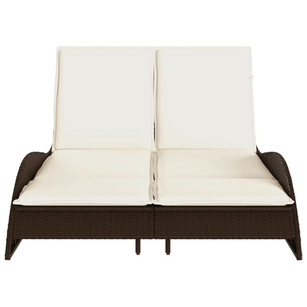 vidaXL liggestol med hynder 114x205x73 cm polyrattan brun