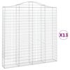 vidaXL buede gabionkurve 13 stk. 200x30x200/220 cm galvaniseret jern