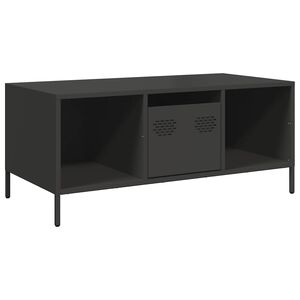 vidaXL sofabord 101,5x50x43,5 cm koldvalset st&aring;l sort