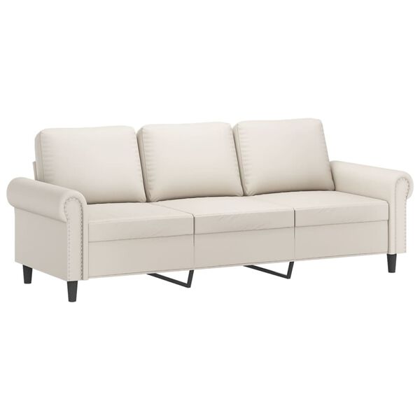 vidaXL 3-personers sofa 180 cm kunstl&aelig;der cremefarvet