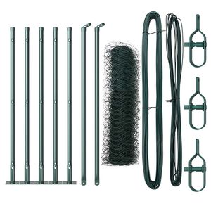 vidaXL Hexagonal hegn med betonbund 10 x 0,6 m PVC-belagt st&aring;l Gr&oslash;n