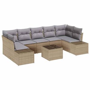 vidaXL Havesofa S&aelig;t med pude 8 pcs Beige polyrattan