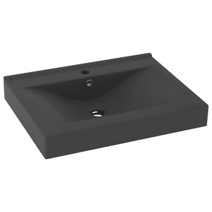 vidaXL luksuri&oslash;s h&aring;ndvask vandhanehul 60x46 cm keramik mat m&oslash;rkegr&aring;
