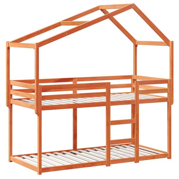 vidaXL køjeseng med tag 75x190 cm massivt fyrretræ gyldenbrun