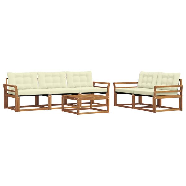 vidaXL Udend&oslash;rs sofagruppe med pude 6 pcs Naturlig og Fl&oslash;de