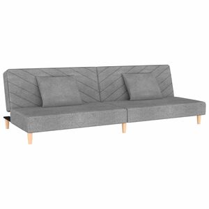 vidaXL 2-personers sovesofa med 2 puder stof lysegr&aring;