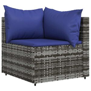vidaXL hj&oslash;rnemodul til havesofa med hynder polyrattan gr&aring;