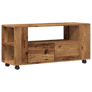 vidaXL tv-bord med hjul 102x34,5x43 cm konstrueret tr&aelig; antikt tr&aelig;