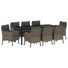 vidaXL Have Spisebordss&aelig;t med pude 9 pcs Gr&aring; polyrattan