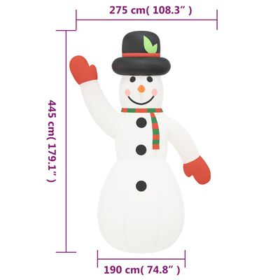 vidaXL oppustelig snemand med LED'er 455 cm