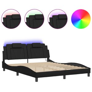 vidaXL sengeramme Viana med LED uden madras 160x200 cm sort