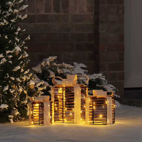 vidaXL Gave&aelig;ske Dekoration 3 pcs Varm hvid 20 x 20 x 20 cm Rattan