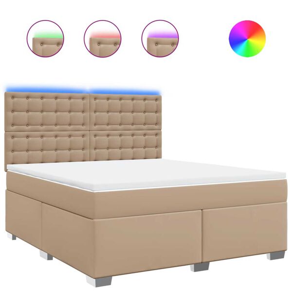 vidaXL kontinentalseng 180x200 cm kunstl&aelig;der cappuccinofarvet