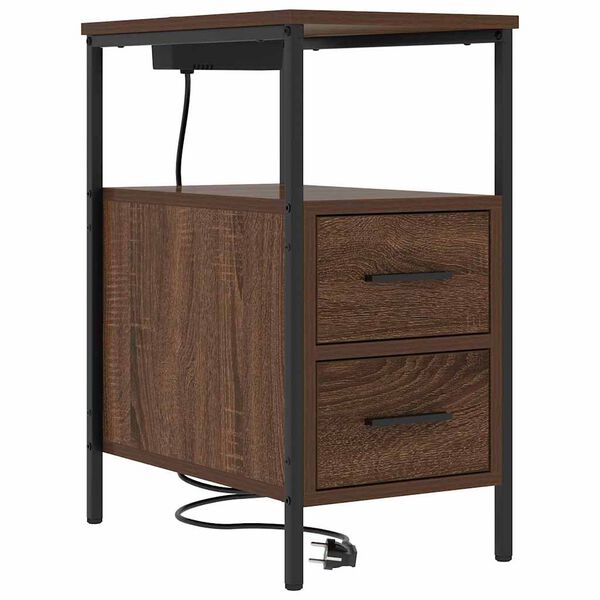 vidaXL Natskab med skuffe Brun eg 30 x 48 x 61 cm Konstrueret tr&aelig;