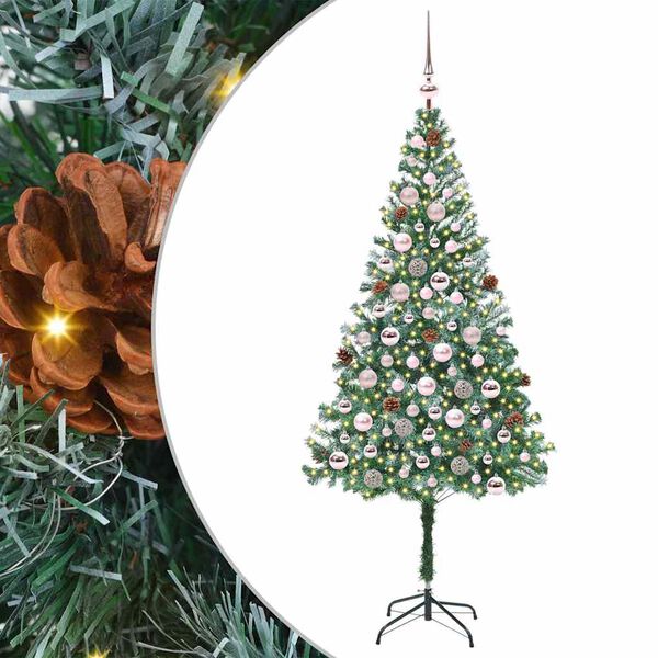 vidaXL Kunstigt juletr&aelig; med 300 LED'er Gr&oslash;n 180 cm PVC og St&aring;l