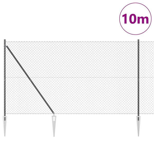 vidaXL Hegnsp&aelig;l Gr&aring; 10 x 1,6 m (40 x 40 mm mesh) St&aring;l og PVC