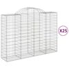 vidaXL buede gabionkurve 25 stk. 200x50x140/160 cm galvaniseret jern