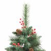 vidaXL Kunstigt juletr&aelig; med LED -strimmellys Gr&oslash;n 240 cm PVC og metal