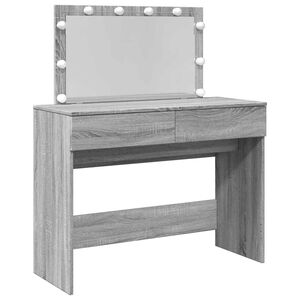 vidaXL makeupbord med LED-lys 100x40x120 cm gr&aring; sonoma-eg