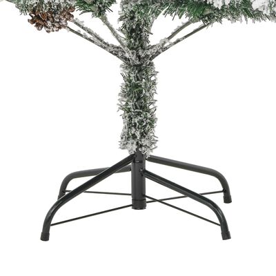 vidaXL juletræ med sne + lys og grankogler 225 cm PVC og PE