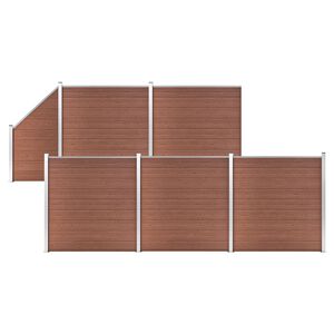 vidaXL hegnss&aelig;t 5 firkantede + 1 skr&aring; 965 x 186 WPC brun