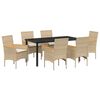 vidaXL Have Spisebordss&aelig;t 7 stk. Beige polyrattan