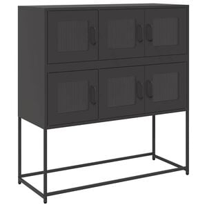vidaXL sk&aelig;nk 100,5x39x107 cm koldvalset st&aring;l sort