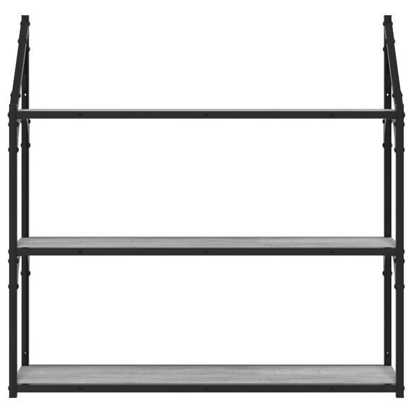 vidaXL v&aelig;greol m. 3 hylder 80x21x78,5 cm konstrueret tr&aelig; gr&aring; sonoma-eg