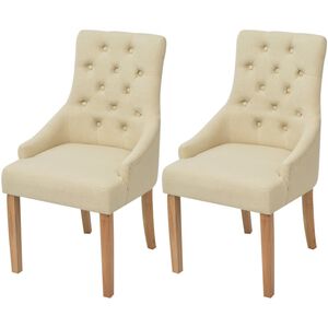 vidaXL spisebordsstole 2 stk. stof cremefarvet