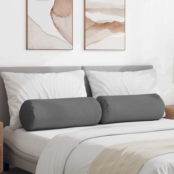 vidaXL Bolsterpuder 2 pcs Mørkegrå Ø 25 x 70 cm Stof