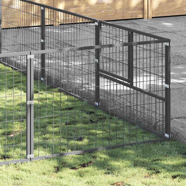 vidaXL hundel&oslash;beg&aring;rd 54 m&sup2; st&aring;l s&oslash;lvfarvet