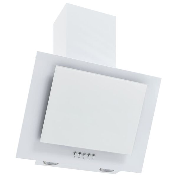 vidaXL væghængt emhætte 60 cm rustfrit stål og hærdet glas hvid