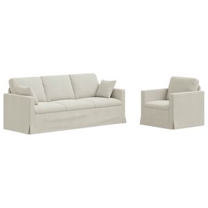 vidaXL Sofa S&aelig;t 2 pcs Creme 198 x 78 x 80 cm Fl&oslash;jl