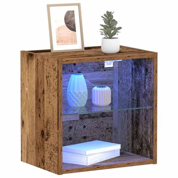 vidaXL Flydende hylde med LED lys 2 pcs Brun 40 x 28,5 x 40 cm