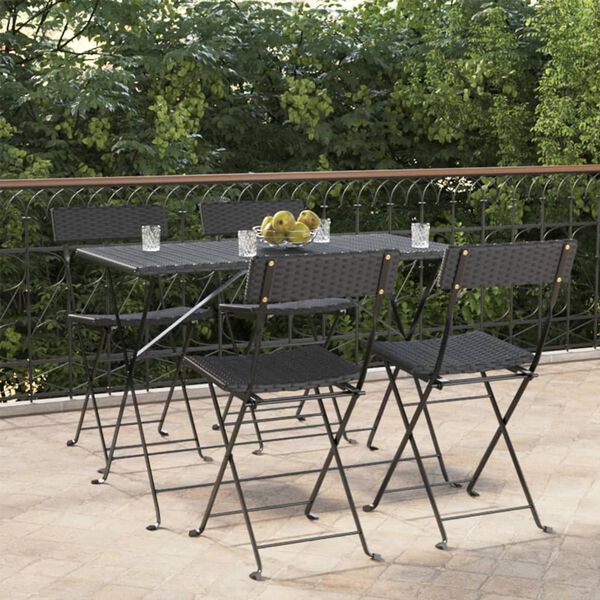 vidaXL foldbare bistrostole 4 stk. polyrattan og st&aring;l sort