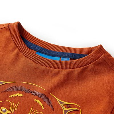 Langærmet T-shirt til børn str. 92 rustfarvet