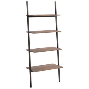 vidaXL stigereol med 4 hylder 64x34x150,5 cm m&oslash;rkebrun og sort