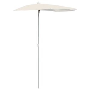 vidaXL halv parasol med stang 180x90 cm sandfarvet