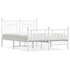 vidaXL sengeramme med sengegavl og fodg&aelig;rde 150x200 cm metal hvid