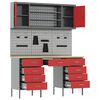 vidaXL Arbejdsskab med skuffe med l&aring;s 8 pcs R&oslash;d Ingeni&oslash;rtr&aelig; og st&aring;l