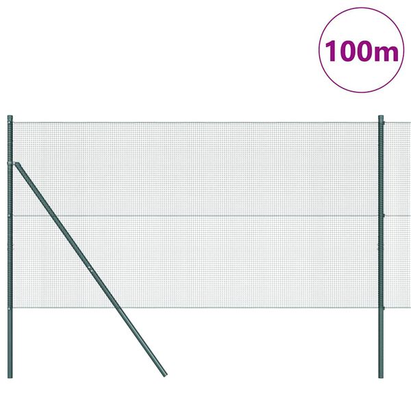 vidaXL Hegnsp&aelig;l Gr&oslash;n 100 x 1 m (16 x 16 mm net) St&aring;l og PVC