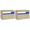 vidaXL sengebord med LED-lys 2 stk. 60x35x40 cm sonoma-eg