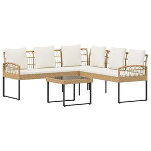 vidaXL Havesofa S&aelig;t 2 stk. Naturfarvet Poly Rattan St&aring;l