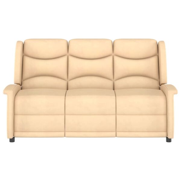 vidaXL 3-personers massagestol mikrofiberstof cremefarvet